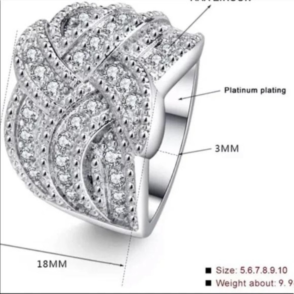 925 STERLING SILVER DIAMOND RING, CUTE RING, SHINY RING. - Picture 6 of 6